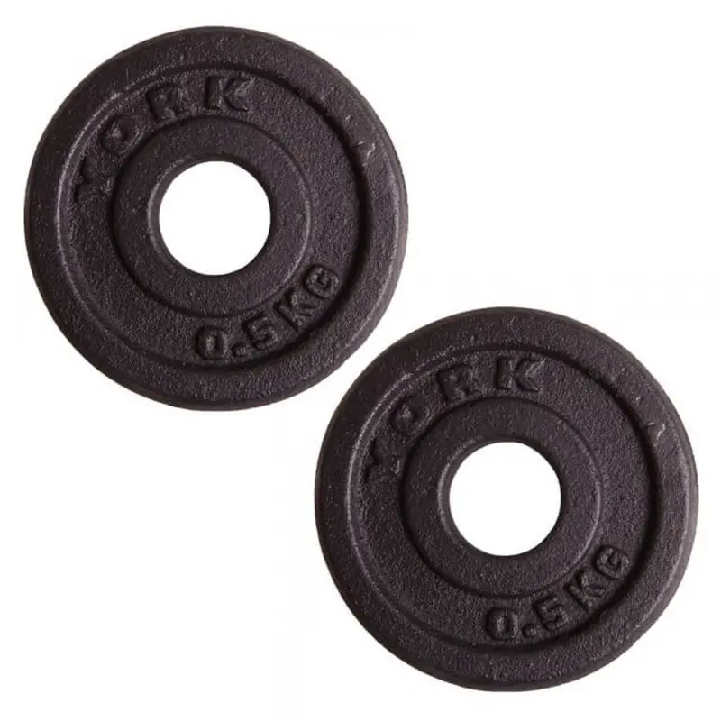 York 2 x 0.5kg Black Cast Iron One Inch Weight Plates