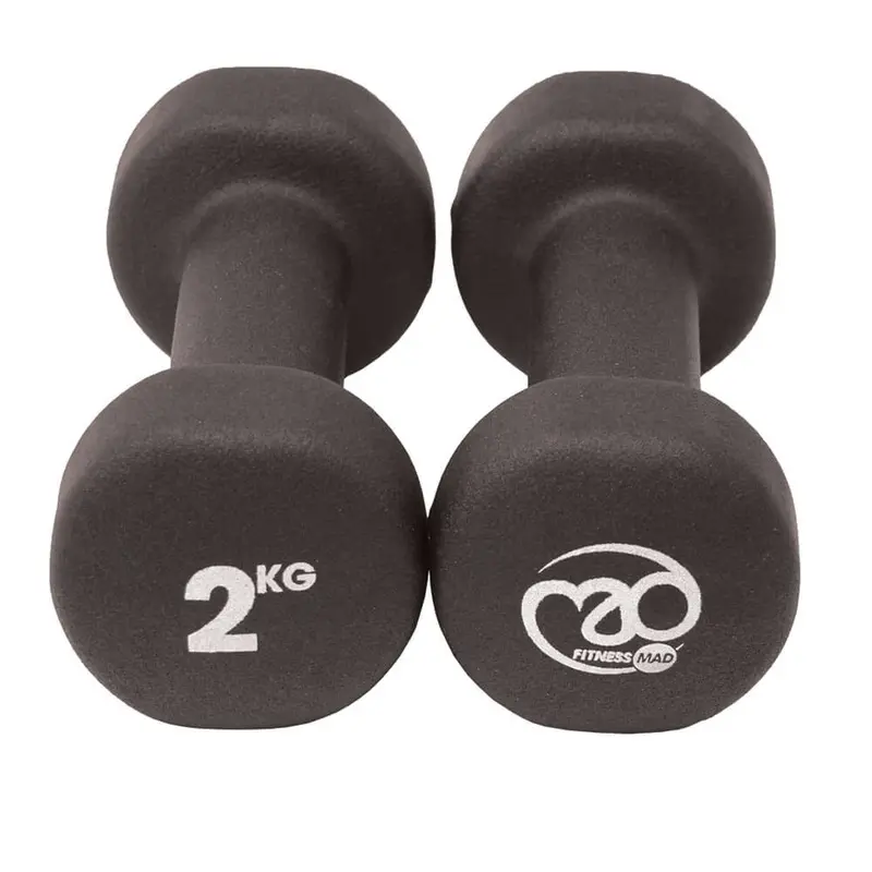Fitness Mad 2kg Black Dumbbells
