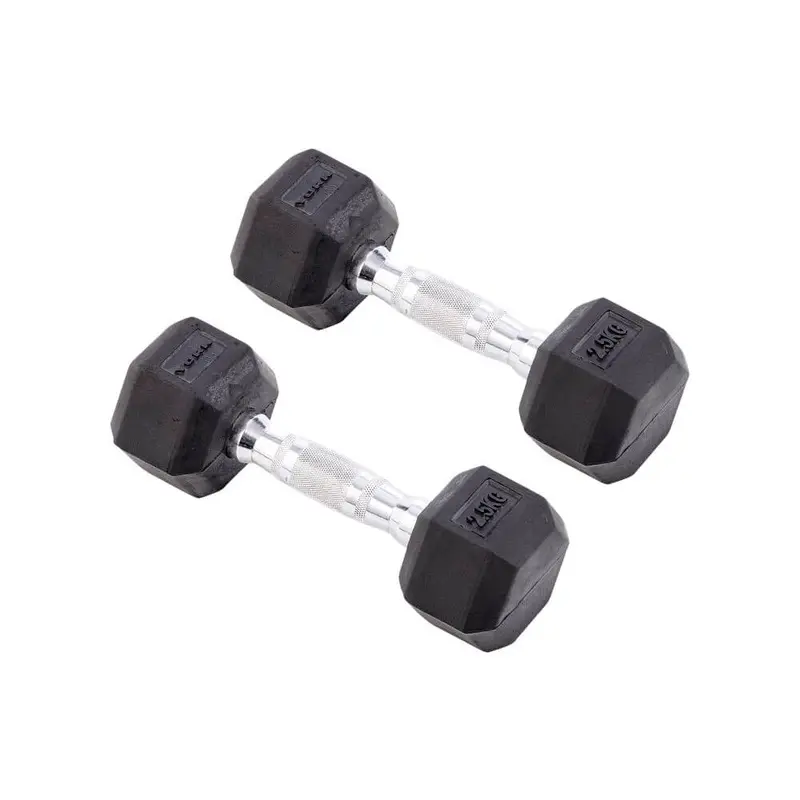 York 2.5kg Commercial Rubber Hex Dumbbells