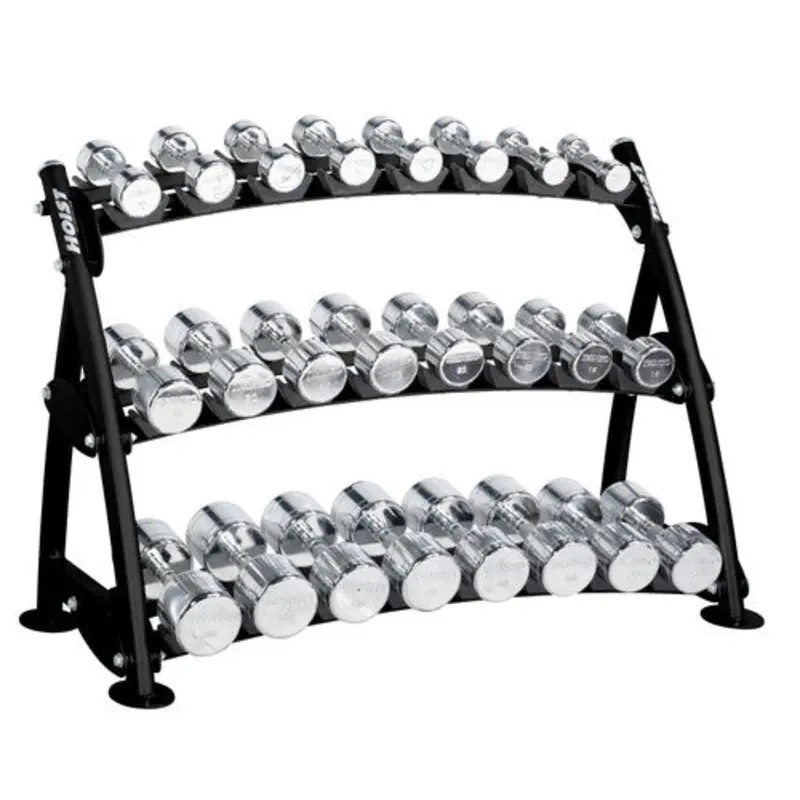 Hoist Fitness CF3462-3 Commercial (3) Tier Horizontal Beauty Dumbbell Rack