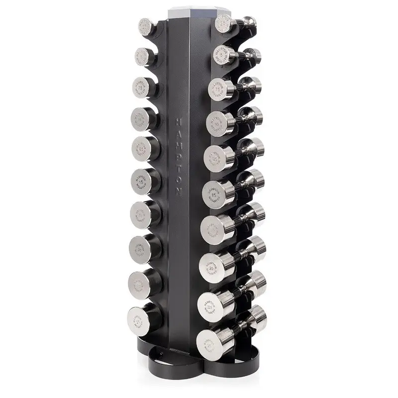 Hampton Chrome Beauty Grip 10 Pair Set, with one V-2-10 rack (2 - 25 lbs)