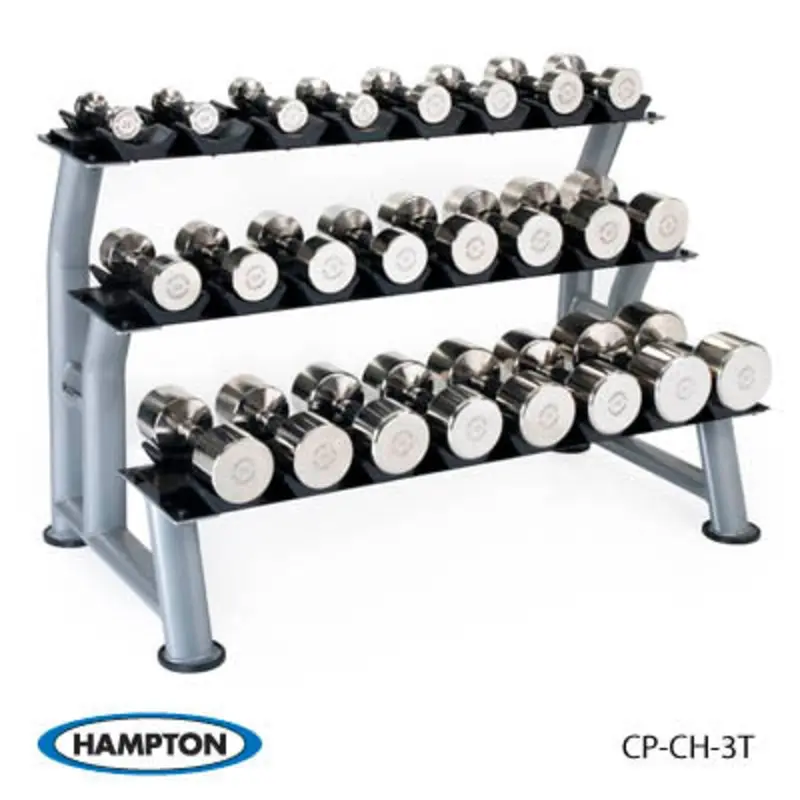 Hampton Chrome Beauty Grip 12 Pair Set, with one 3T-CD-12 rack