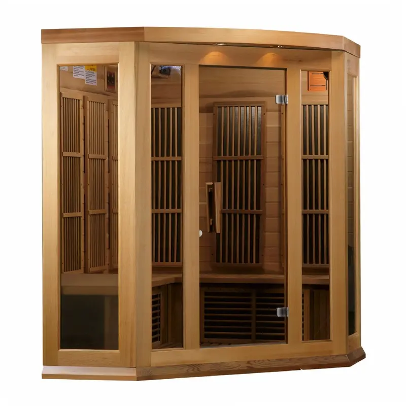 Maxxus 3-Person Corner Near Zero EMF (Under 2MG) FAR Infrared Sauna (Canadian Red Cedar)