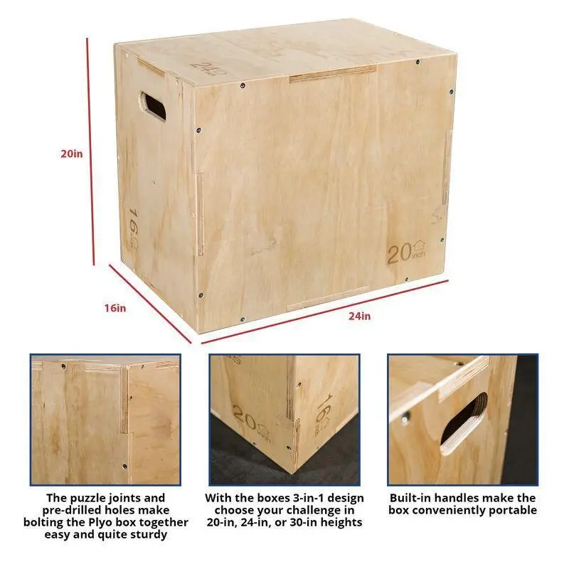 Titan 3-in-1 Wooden Plyometric Box 16x20x24