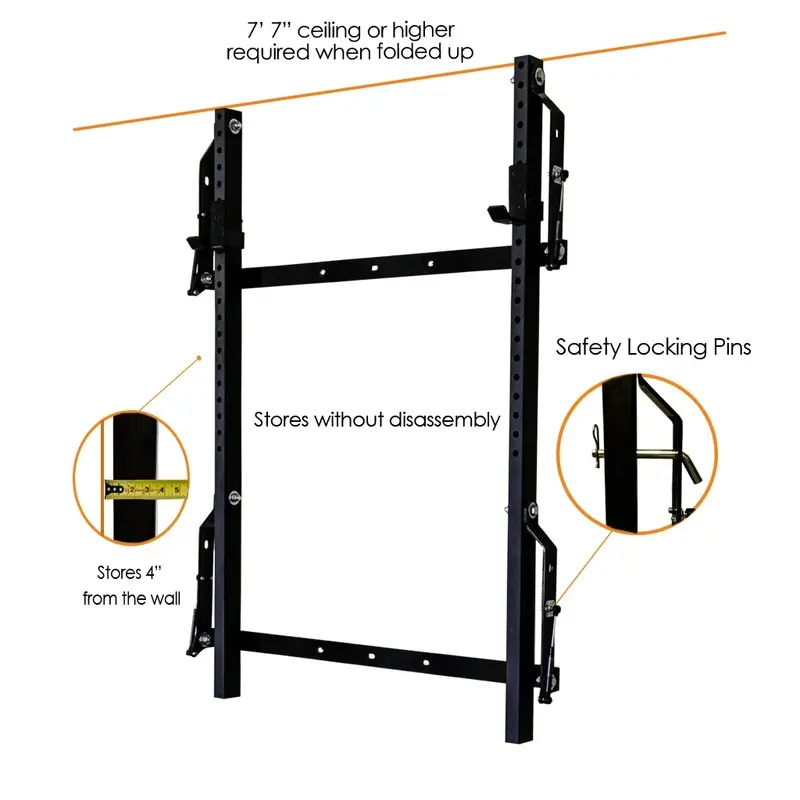 PRx Profile Folding Squat Rack With Reinforcement Kit