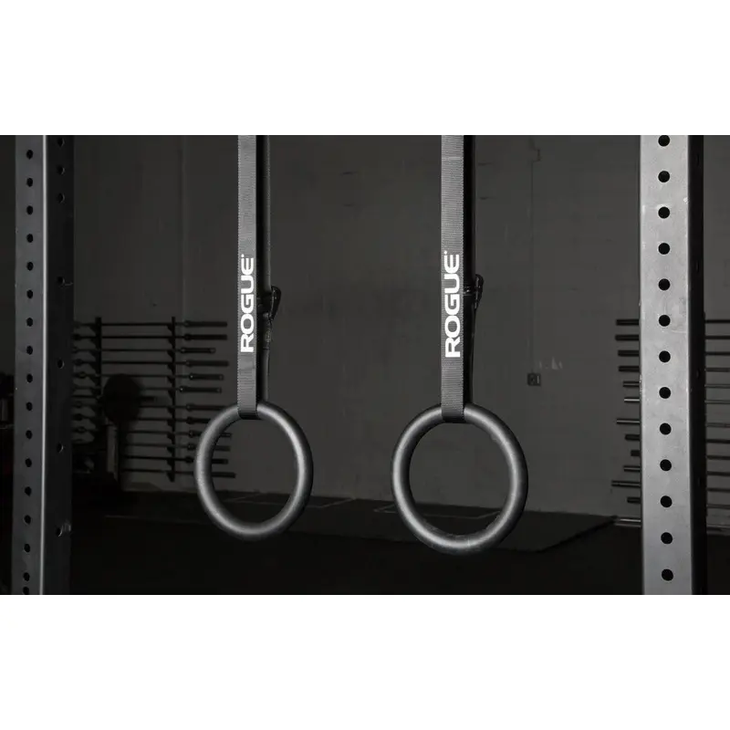 Rogue Gymnastics Rings - Steel w/ 16' Black Strap