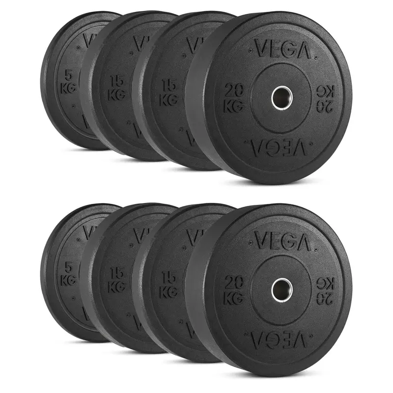 Vega 110kg Rubber Crumb Bumper Olympic Weight Plates Set