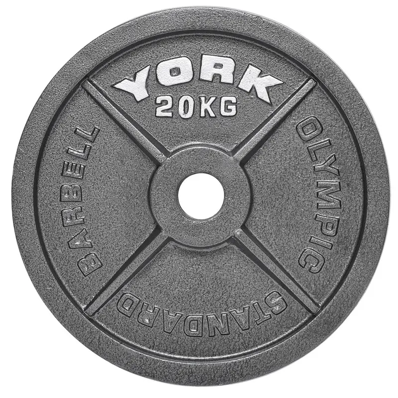 York 20kg Hammertone Cast Iron Olympic Plate
