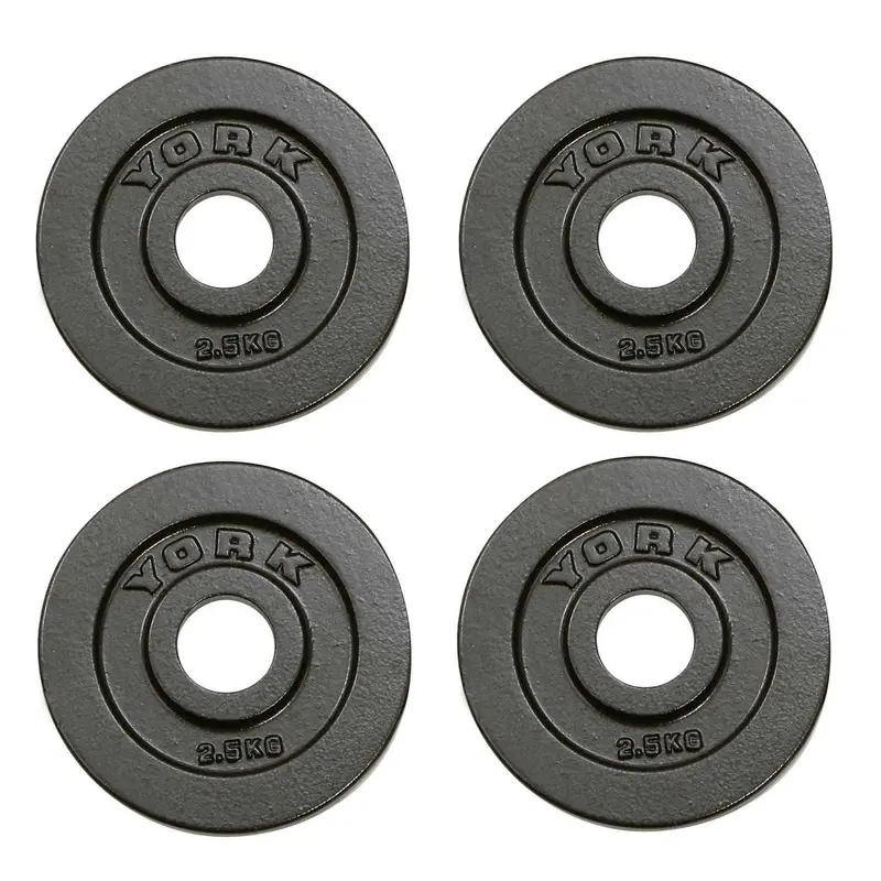 York 4x 2.5kg Hammertone Cast Iron Olympic Plates