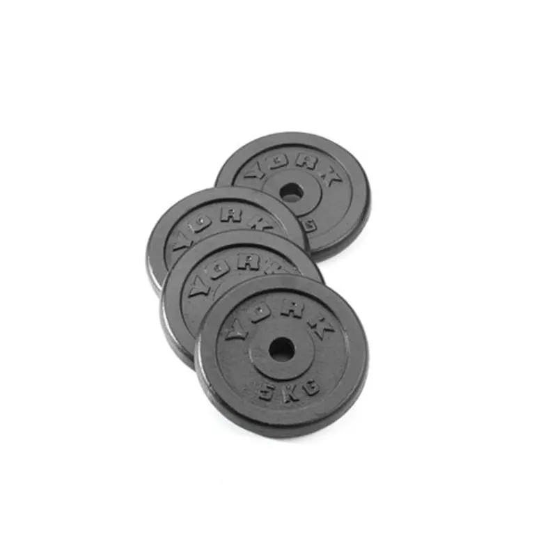York 4x 5kg Black Cast Iron 1Inch Plates