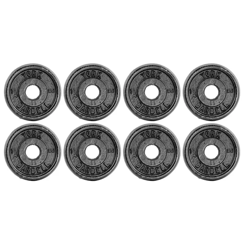 York 8x 1.25kg Black Cast Iron 1Inch Plates