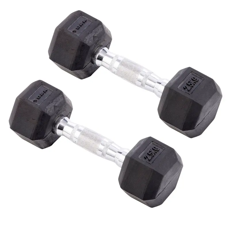 York Commercial - 2 x 2.5kg Rubber Hex Dumbbell