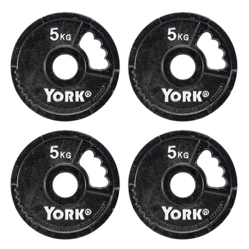 York 4 x 5kg G2 Cast Iron Olympic Weight Plates