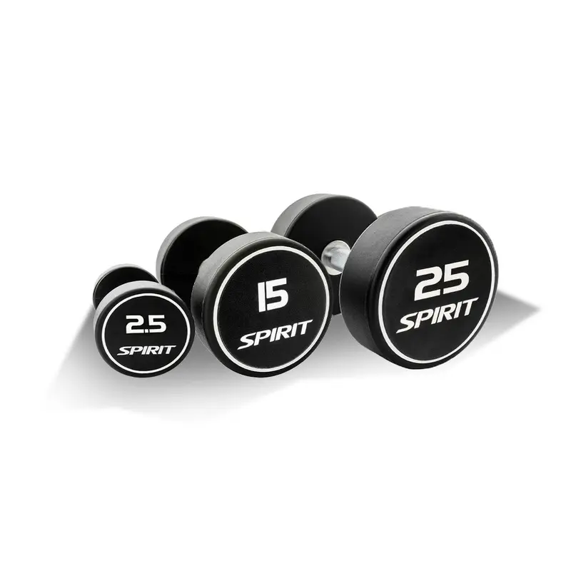Spirit Fitness 2.5kg to 25kg Round CPU Dumbbells Set - 10 pairs