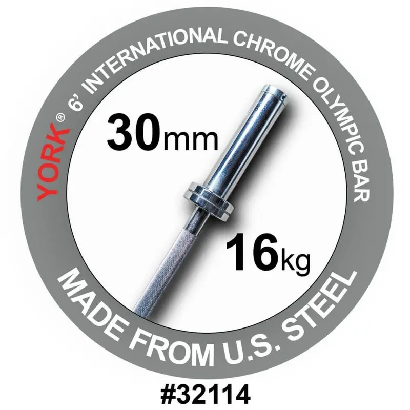 York Barbell 6' International Chrome Olympic Bar