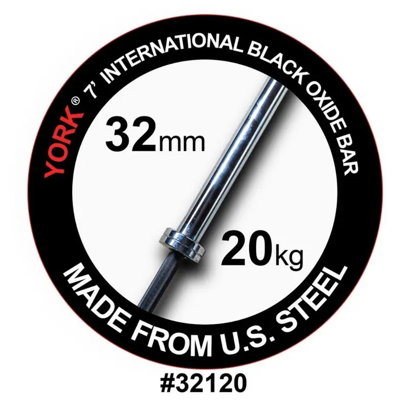 York Barbell 7' NA Black Oxide 2000lb 32mm Olympic Bar