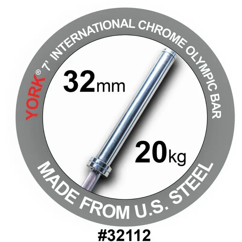 York Barbell 7' North American 2000lb Chrome Olympic Bar