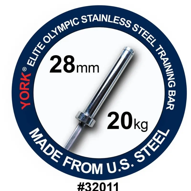 York Barbell Men's Elite Stainless Steel 20kg Training Bar