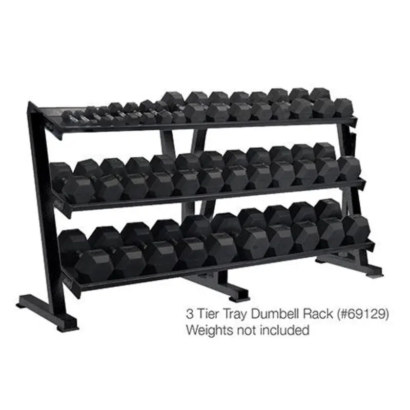 York Barbell 3-Tier Tray Dumbbell Rack -Black 69129