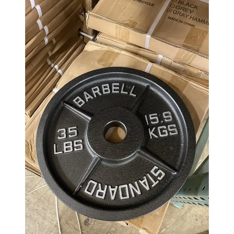 Show Me Weights Deep Dish Gray Hammer Cast Iron Olympic Plates - SALE
