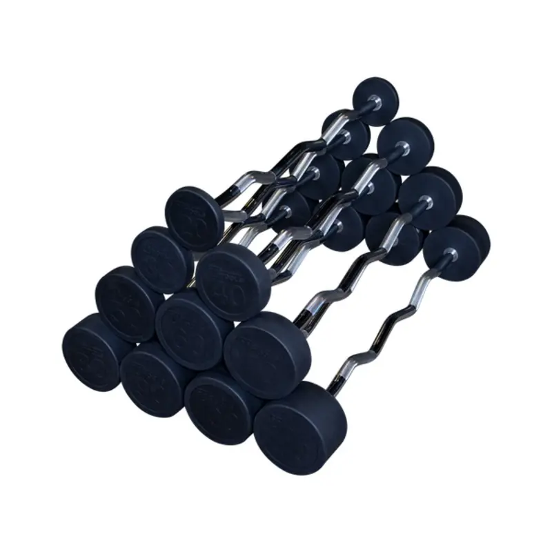 Body Solid SBZS650 Fixed EZ Curl Barbell Set, 20-110 lbs in 10 lb Increments