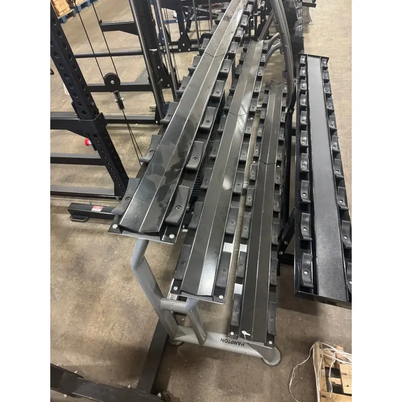 Hampton 3-Tier Fixed Pro-Style Dumbbell Saddle Rack | 15 Pairs-USED