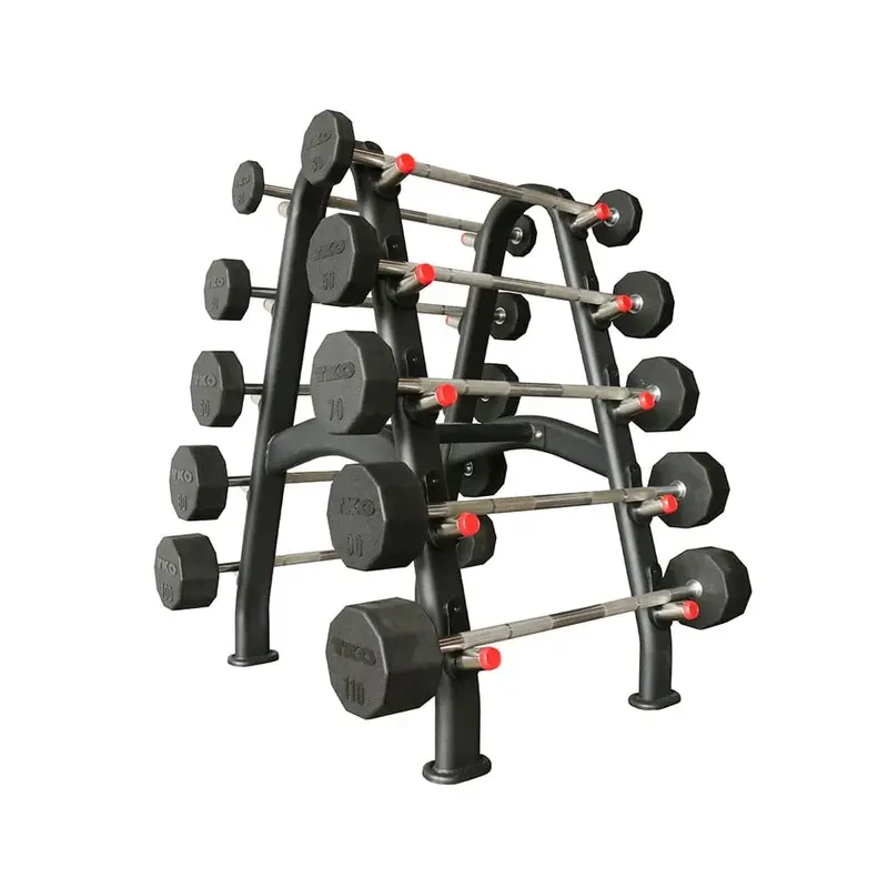 TKO Fixed Rubber Barbell Set With 10 Bar Rack
