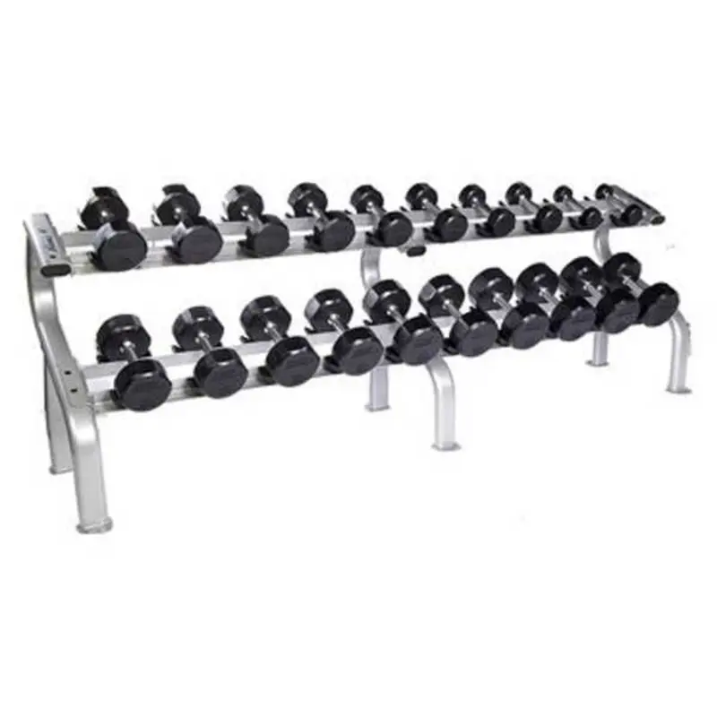 Troy Barbell 12-Sided Rubber Dumbbells with Storage Rack