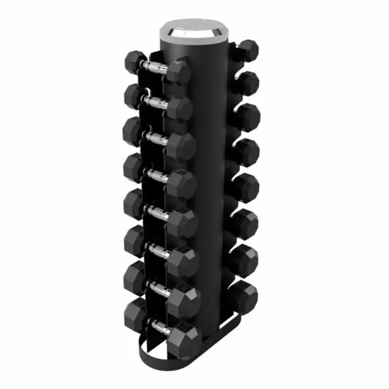 Troy VTX 8-Pair Rubber Encased Dumbbells with Vertical Rack - VERTPAC-SDR25