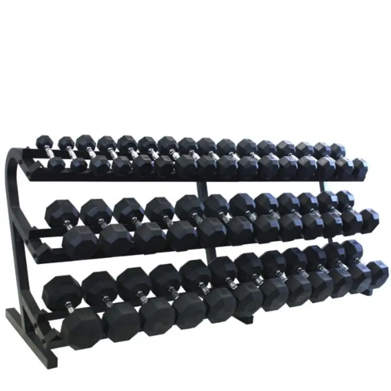 Troy VTX 8-Sided Rubber Encased Dumbbells w/ Rack (5-100 lb)