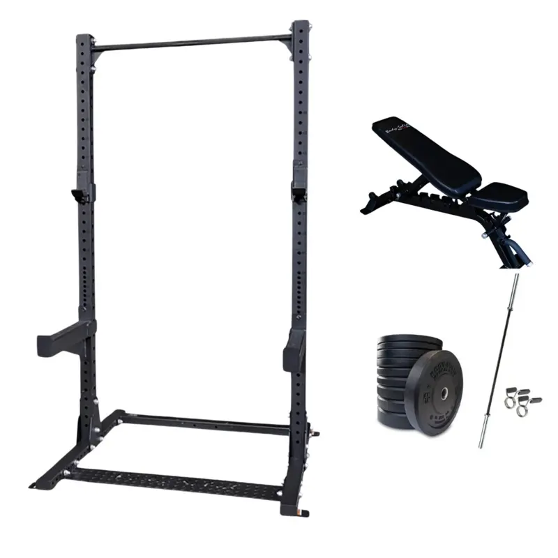 Half Squat Rack With Bench And Weights - Starter Bundle