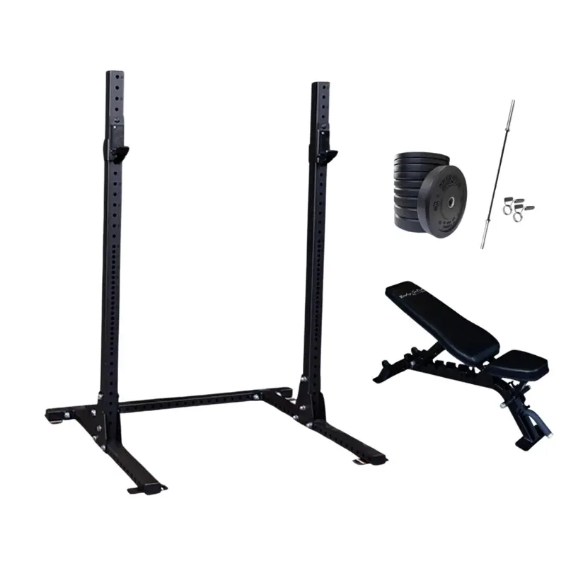 Squat Stand With Bench And Weights Starter Bundle