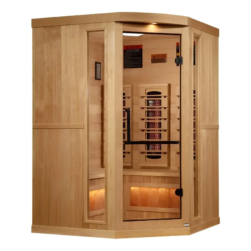 Golden Designs 3-Person Corner Full Spectrum Near Zero EMF Infrared Sauna