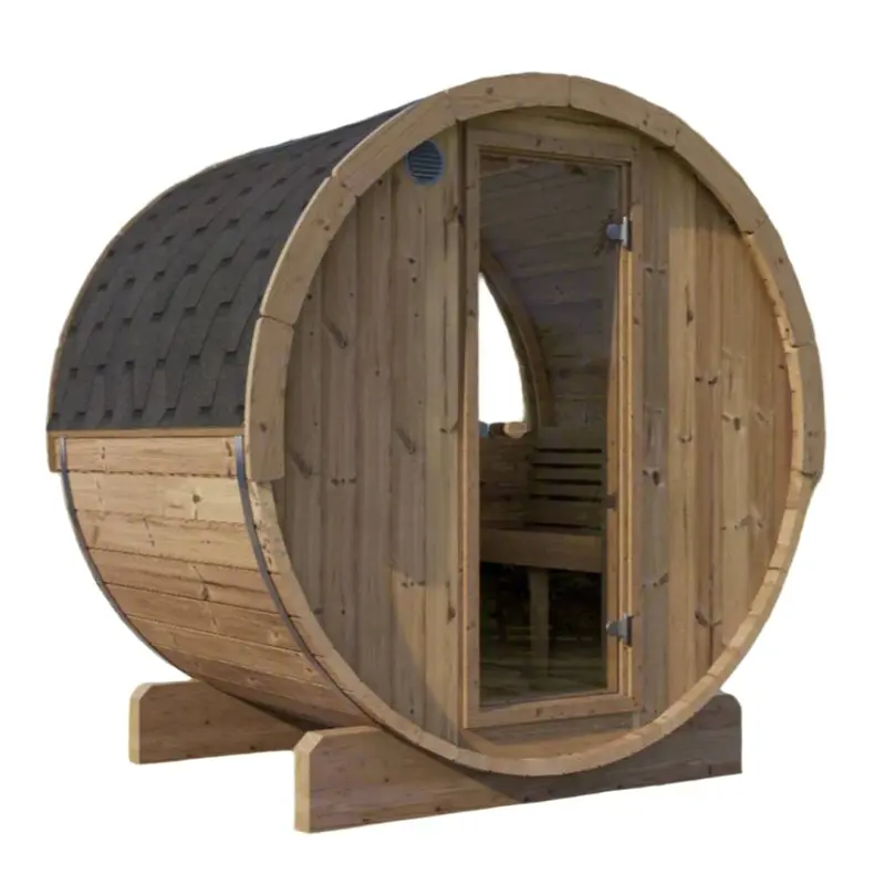 SaunaLife Model E6W 3 Person Outdoor Barrel Sauna