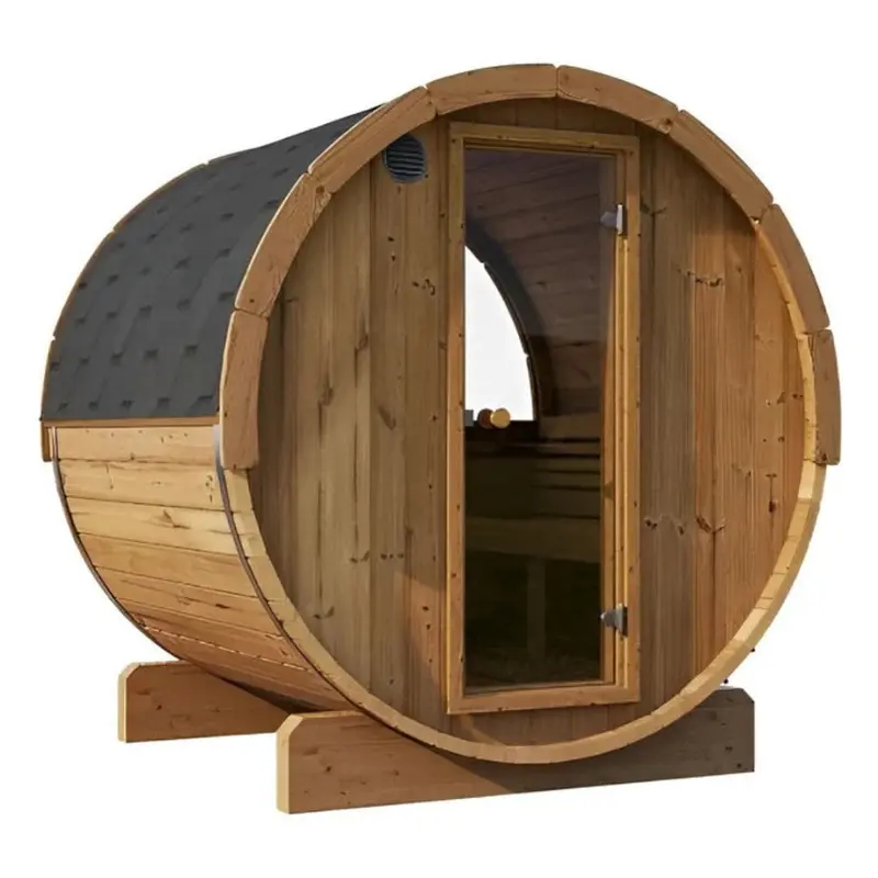 SaunaLife Model E7W 4 Person Outdoor Barrel Sauna