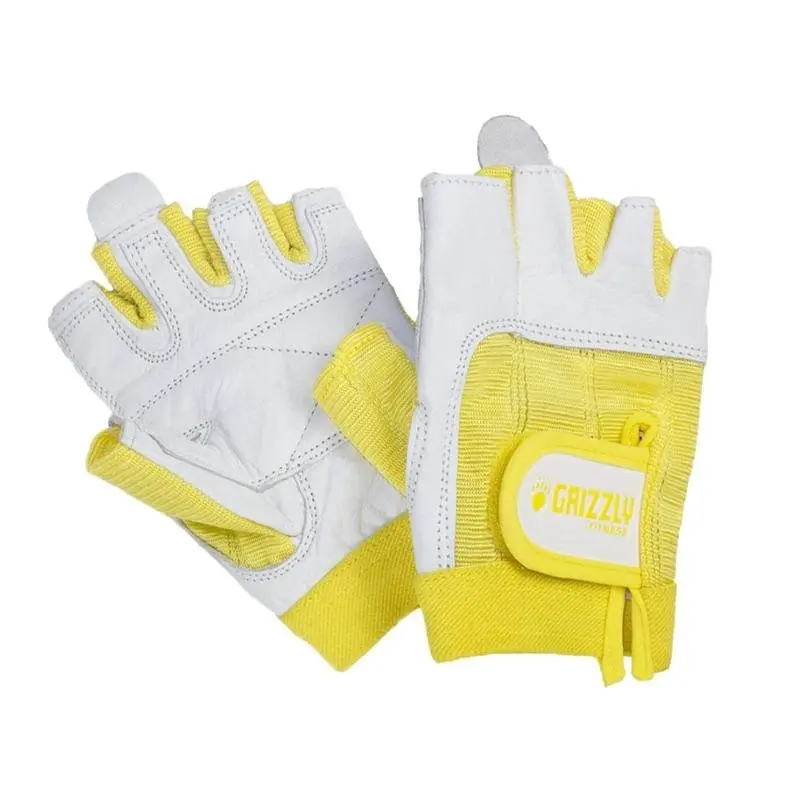 Grizzly Paw Premium Leather Padded Weight Training Gloves for Women 8758-56- Yellow