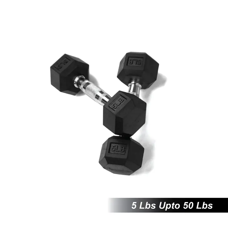 1441 Fitness  Rubber Hex Dumbbells - 5 Pound - 50 Pounds (Sold In Pair) | Weight in LBS |