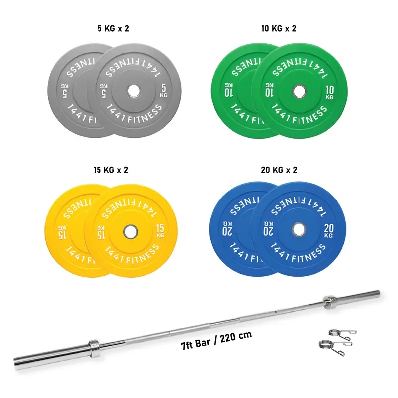 1441 Fitness Color Bumper Plate Set - 120 Kg