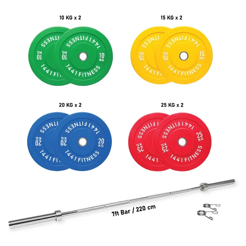 1441 Fitness Color Bumper Plate Set - 160 Kg