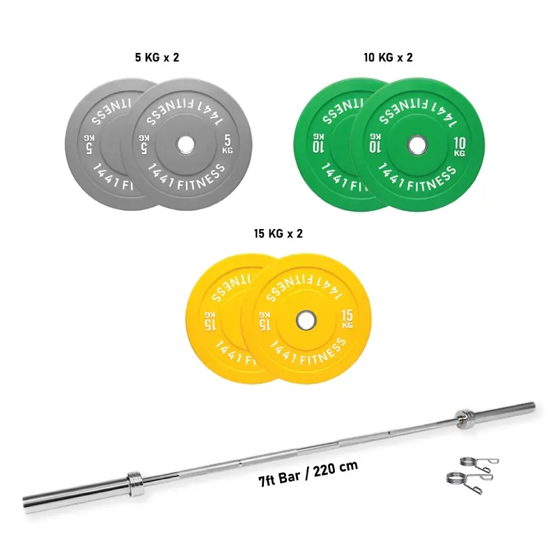 1441 Fitness Color Bumper Plate Set - 80 Kg