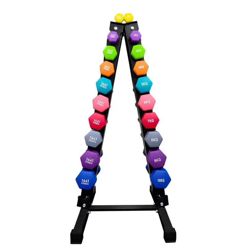 1441 Fitness Neoprene Dumbbells with Rack - 1 Kg to 10 Kg