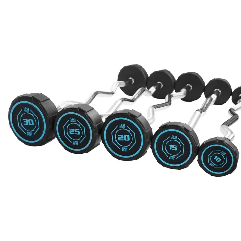 1441 Fitness Fixed Curl PU Barbell Set - 10 Kg to 30 Kg