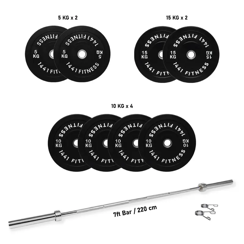 1441 Fitness Black Bumper Plate Set - 100 Kg