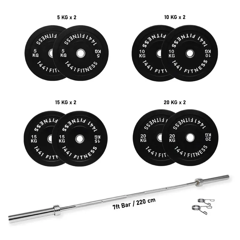 1441 Fitness Black Bumper Plate Set - 120 Kg