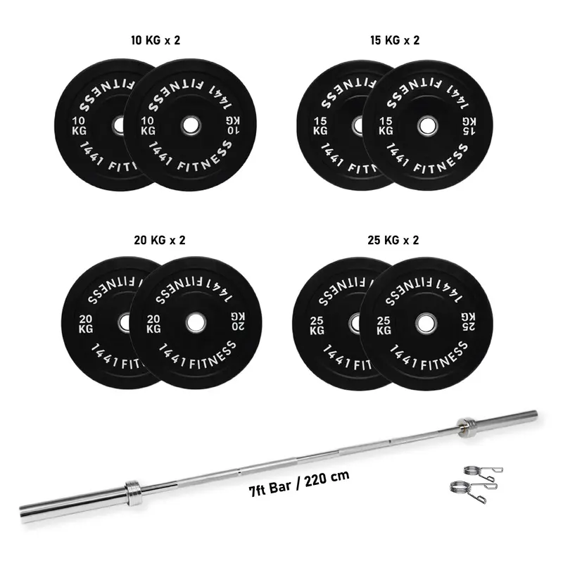 1441 Fitness Black Bumper Plate Set - 160 Kg
