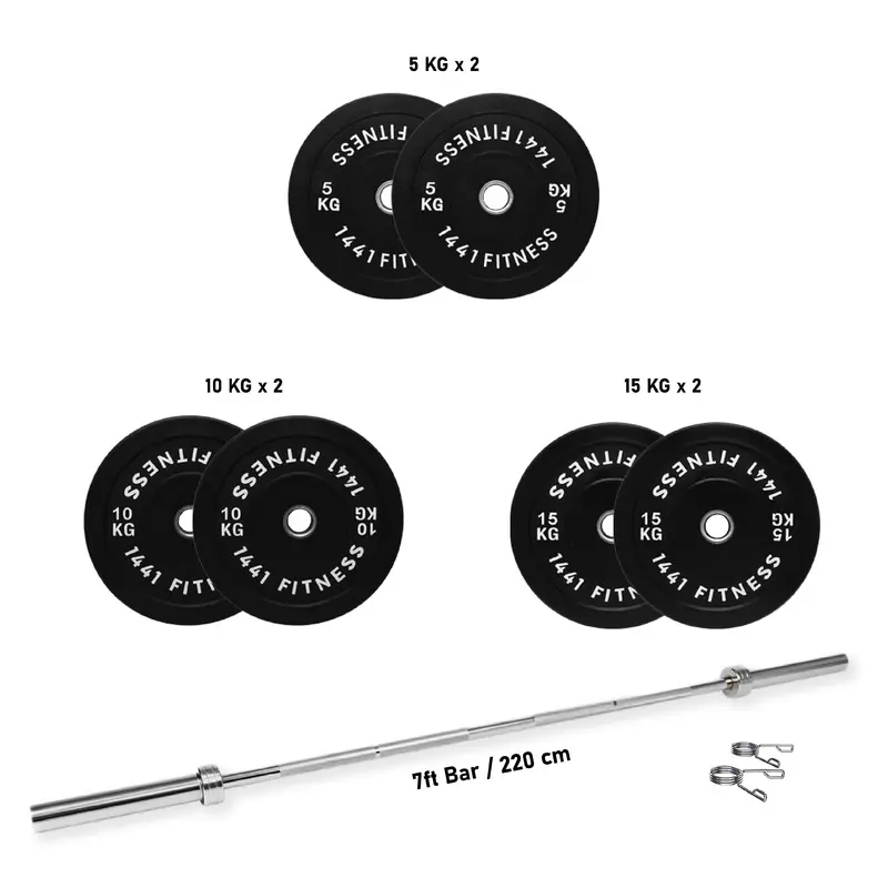 1441 Fitness Black Bumper Plate Set - 80 Kg