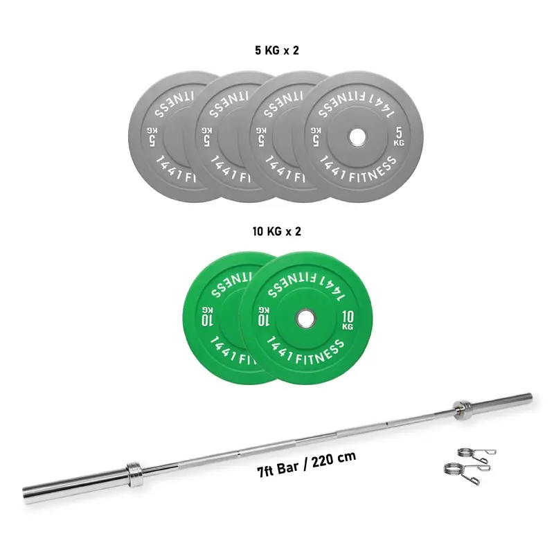 1441 Fitness Color Bumper Plate Set - 60 Kg