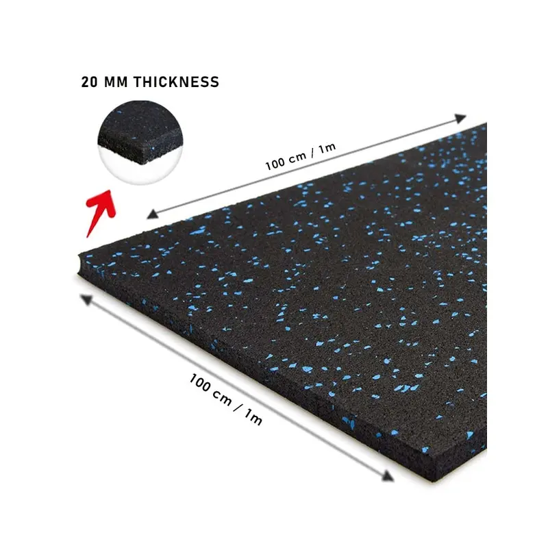 1441 Fitness Commercial Rubber Flooring for Gym 20 mm - 100 x 100 CM Speckled Blue