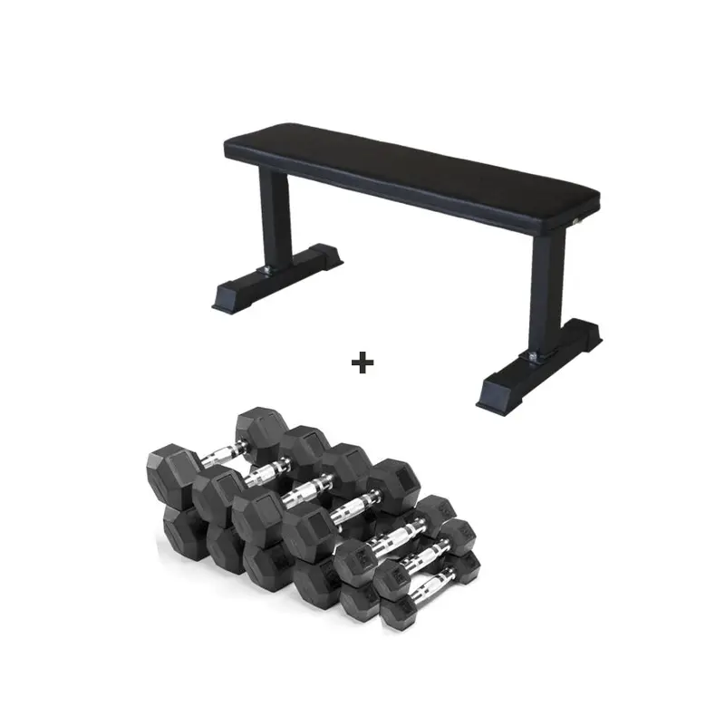Hex Dumbbells Set with Bench - 2.5 Kg To 15 Kg