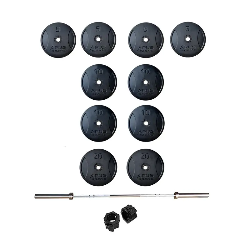 Apus Bumper Plate Set with 7 ft Olympic Bar - 120 KG